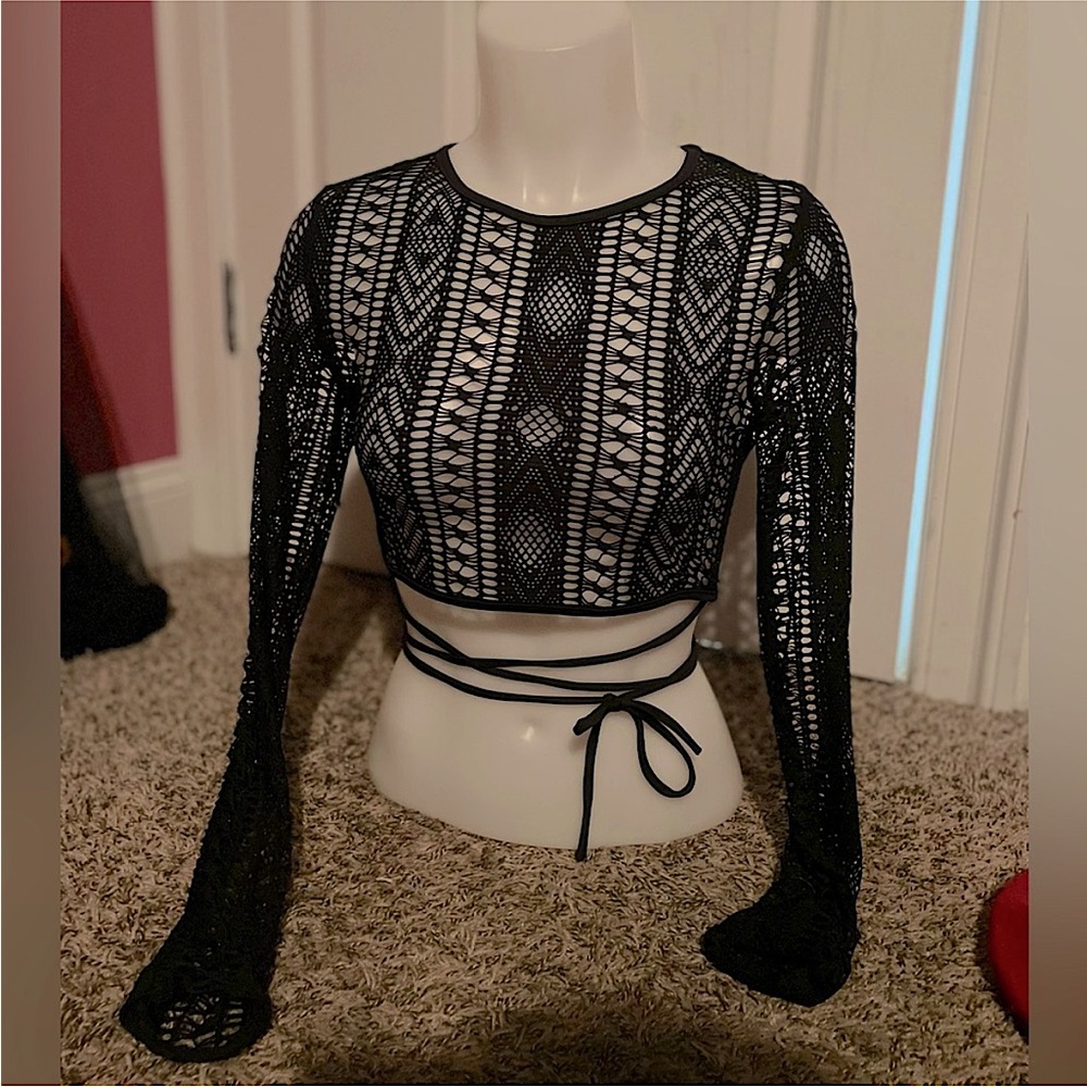 K Too Black Mesh Crop Top